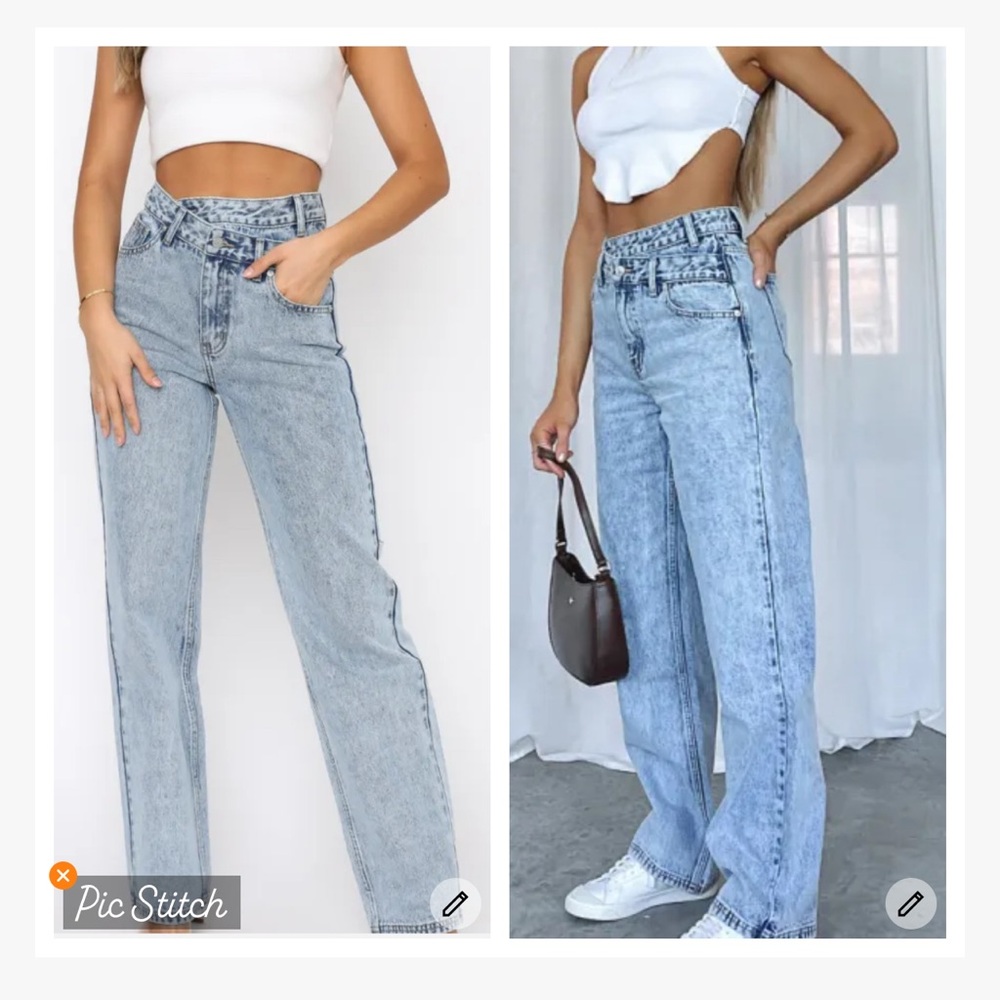 White Fox Take My Time Crossover Waist Jeans